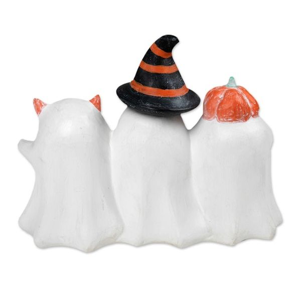 Alternate image for Halloween-Themed Distressed Wood Sculpture of Three Ghosts Cheeky Halloween Trio
