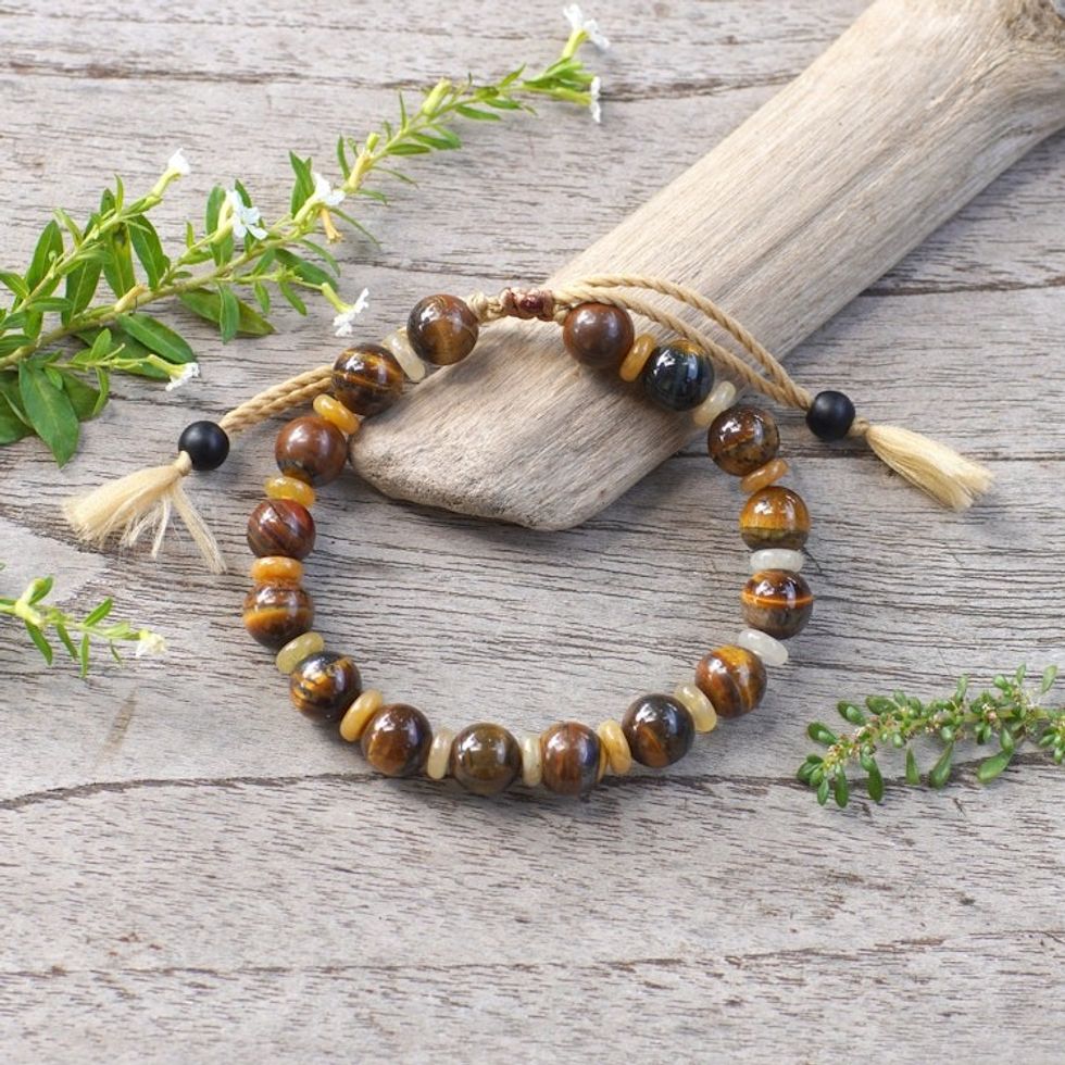 Bohemian Adjustable Multi-Gemstone Beaded Bracelet 'Magical Waves'