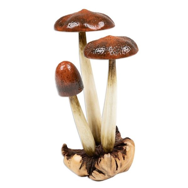 Alternate image for Hand-Painted Wood Sculpture with Mushroom Motifs from Bali Wild Suillus Mushroom