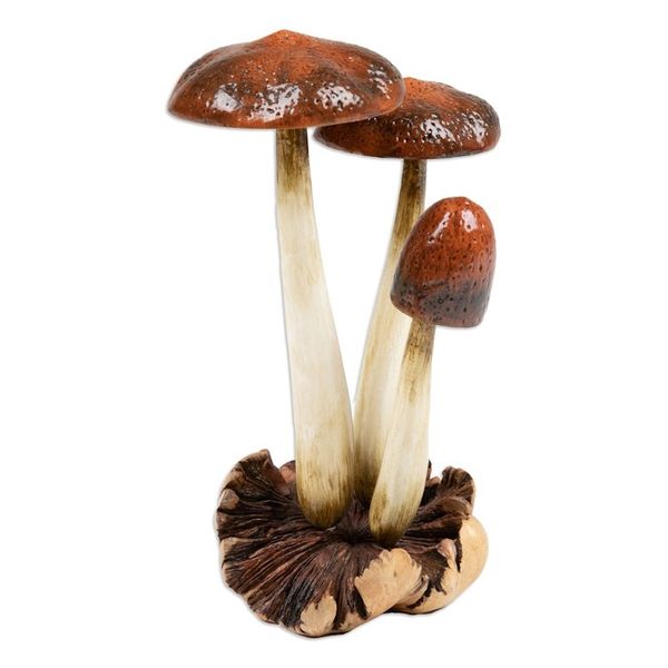 Alternate image for Hand-Painted Wood Sculpture with Mushroom Motifs from Bali Wild Suillus Mushroom