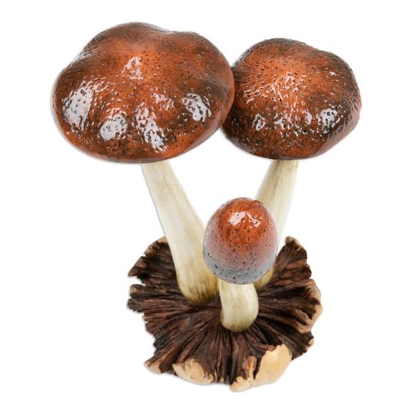 Alternate image for Hand-Painted Wood Sculpture with Mushroom Motifs from Bali Wild Suillus Mushroom
