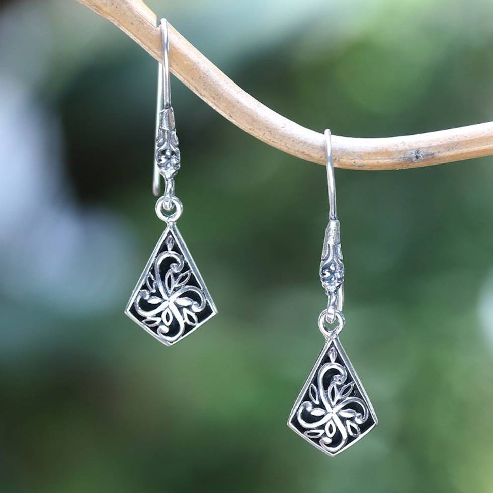 Kite-Inspired Sterling Silver Dangle Earrings from Bali 'Kite Glam'