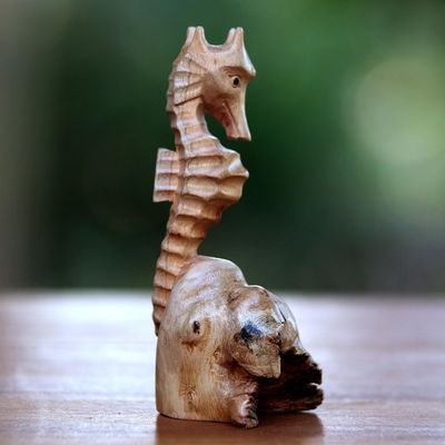 Alternate image for Hand-Carved Wood Seahorse Figurine from Bali Seahorse