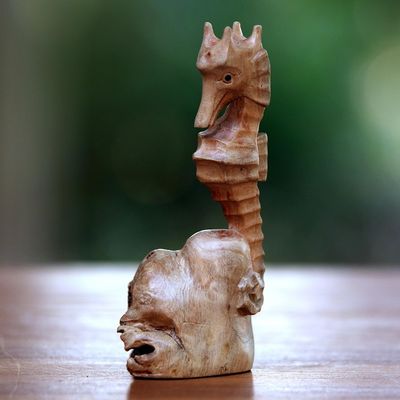 Alternate image for Hand-Carved Wood Seahorse Figurine from Bali Seahorse
