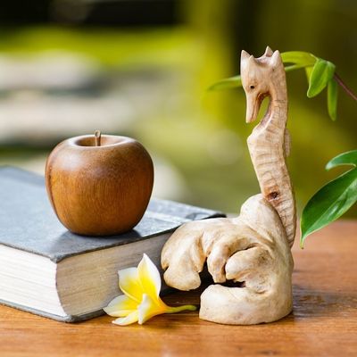 Alternate image for Hand-Carved Wood Seahorse Figurine from Bali Seahorse