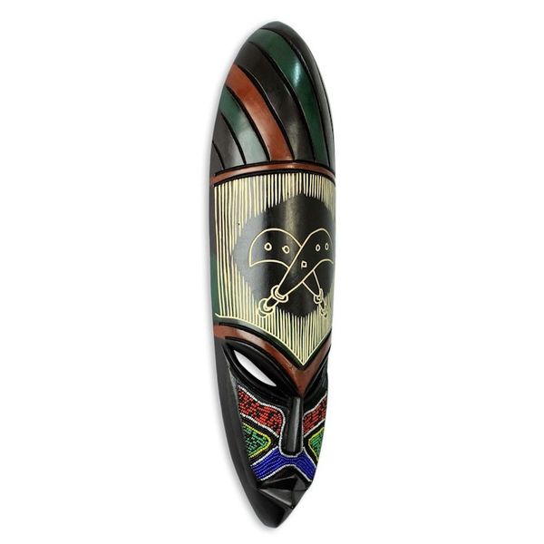Alternate image for Beaded African Mask Hand-carved Wood Akofena