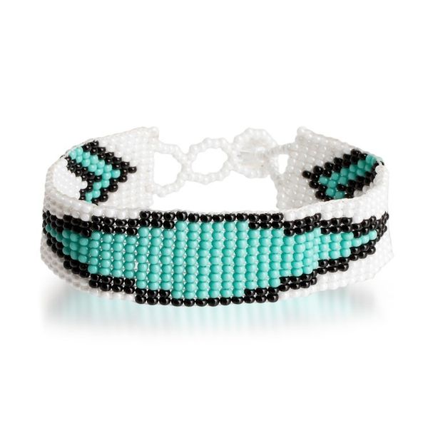 Alternate image for Fair Trade Mint and White Glass Beaded Wristband Bracelet Vital Harmony