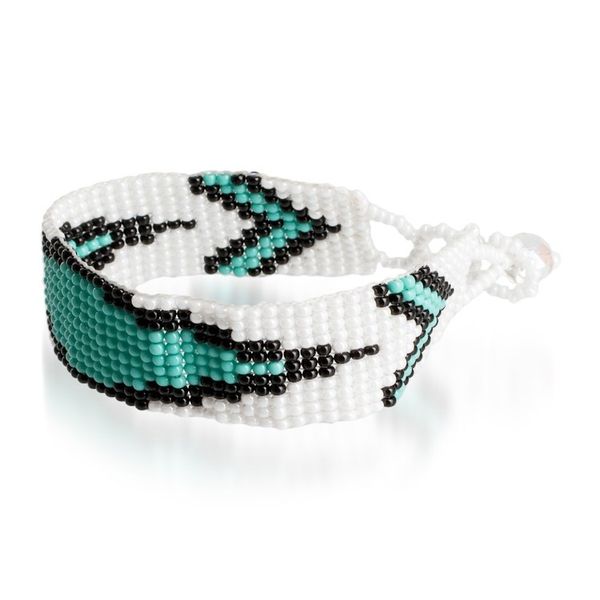 Alternate image for Fair Trade Mint and White Glass Beaded Wristband Bracelet Vital Harmony