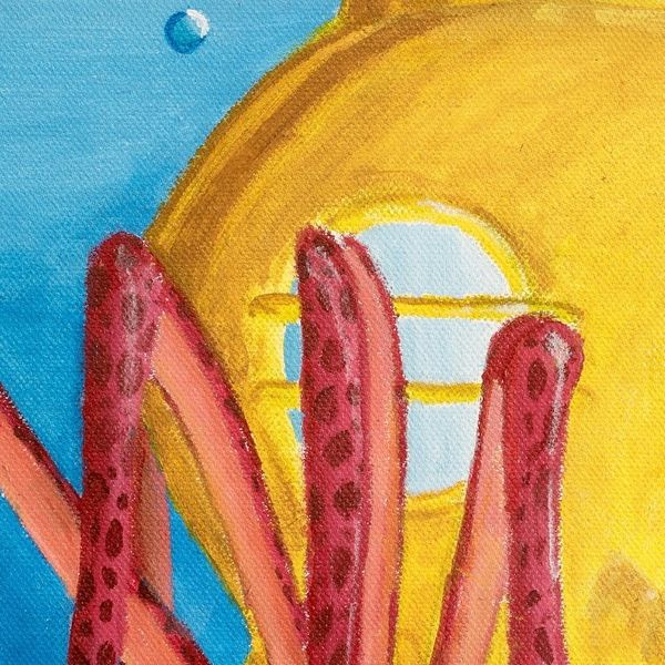 Alternate image for Acrylic on Canvas Surrealist Painting of a Diver Crab Diver Crab