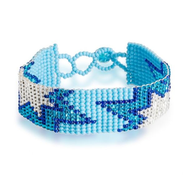 Alternate image for Sky Blue Glass Beaded Wristband Bracelet with Star Motifs Celestial Blast
