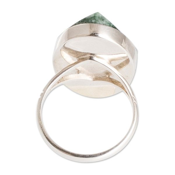 Alternate image for Polished Geometric Green Jade Cocktail Ring from Guatemala Vital Shimmering