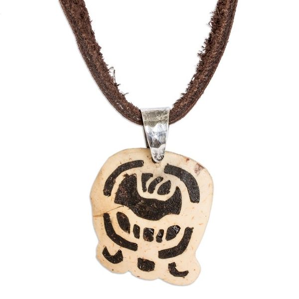 Alternate image for Coconut Shell and Lava Stone Kat Sign Pendant Necklace Dream Seeker