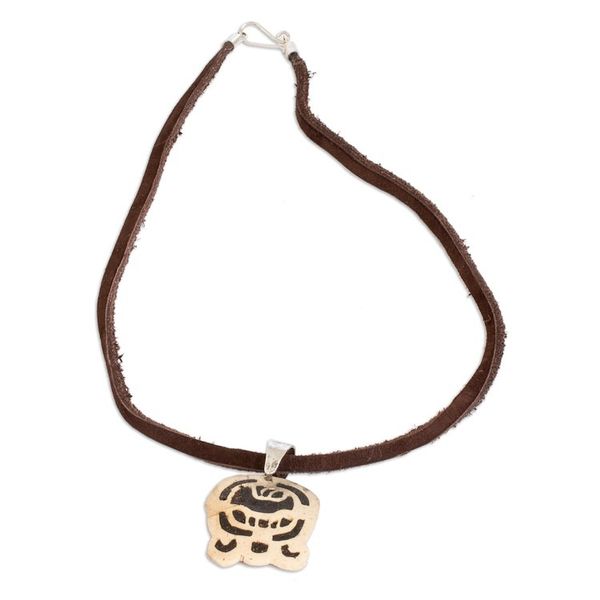 Alternate image for Coconut Shell and Lava Stone Kat Sign Pendant Necklace Dream Seeker