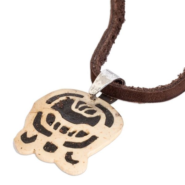 Alternate image for Coconut Shell and Lava Stone Kat Sign Pendant Necklace Dream Seeker