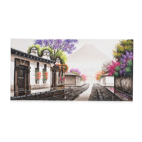 Alternate image for Oil Painting of Street Near Saint Francis Church in Antigua Saint Francis in Antigua