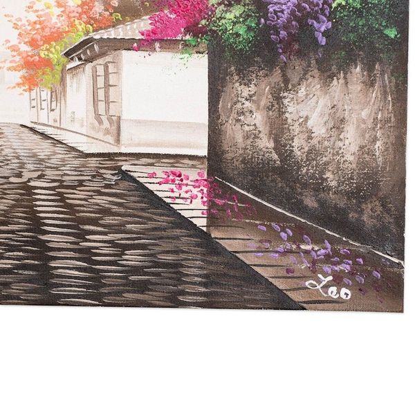 Alternate image for Oil Painting of Street Near Saint Francis Church in Antigua Saint Francis in Antigua