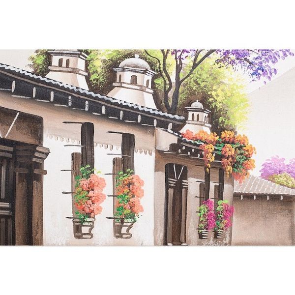 Alternate image for Oil Painting of Street Near Saint Francis Church in Antigua Saint Francis in Antigua