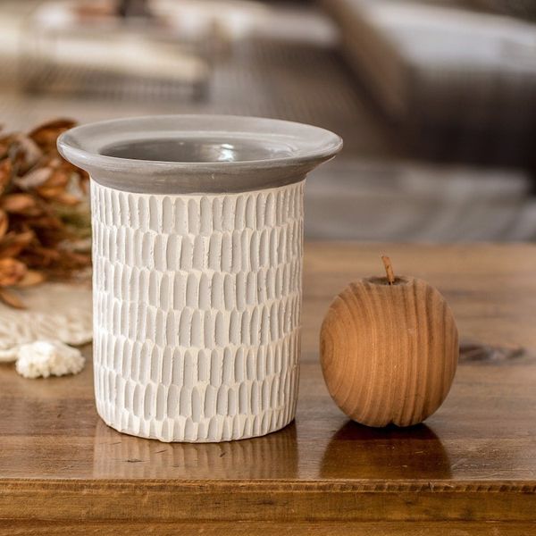 Alternate image for Handcrafted Textured Watertight Ceramic Vase from Guatemala Art and Elegance in Grey
