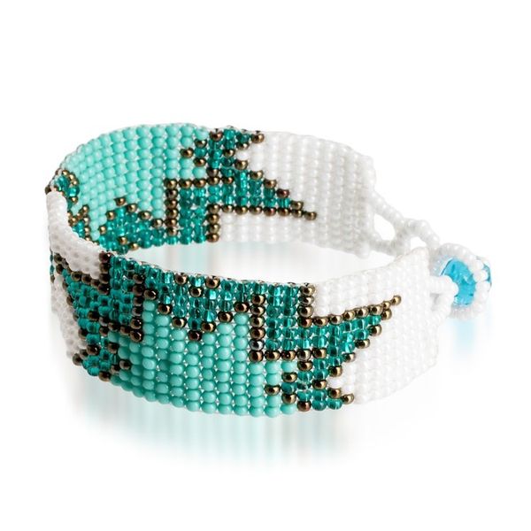 Alternate image for Turquoise and White Glass Beaded Star Wristband Bracelet Paradisial Blast