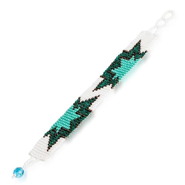 Alternate image for Turquoise and White Glass Beaded Star Wristband Bracelet Paradisial Blast