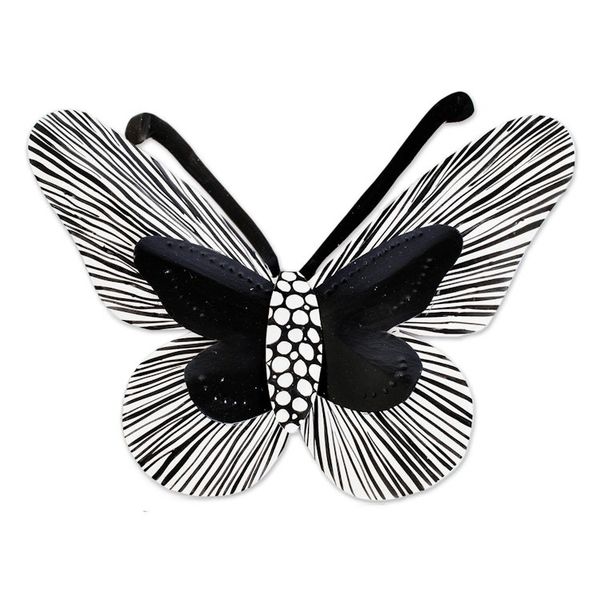 Alternate image for Black and White Butterfly Steel Wall Art from El Salvador Flutter in the Shadows