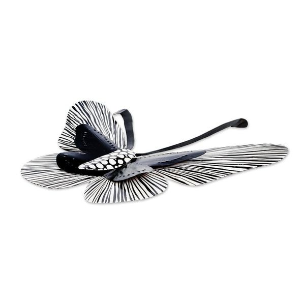 Alternate image for Black and White Butterfly Steel Wall Art from El Salvador Flutter in the Shadows