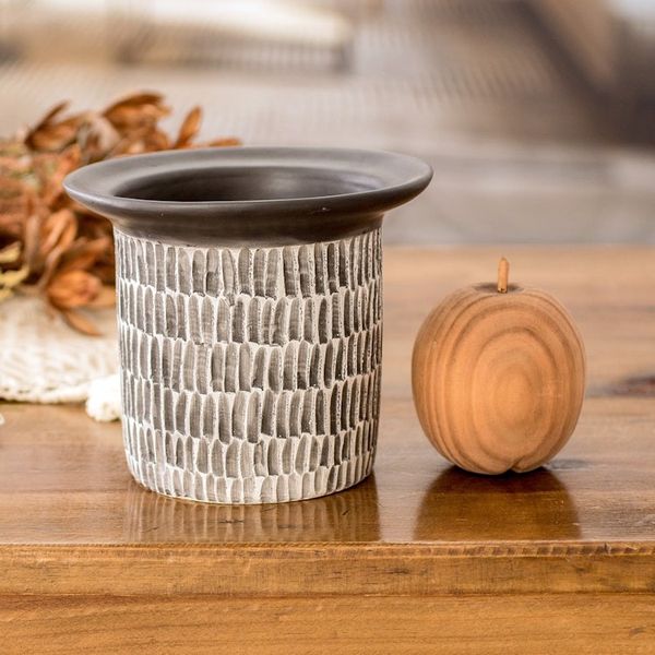 Alternate image for Guatemalan Handcrafted Modern Ivory and Black Ceramic Vase Chic Corner in Black