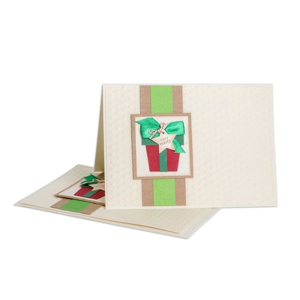 Alternate image for Handcrafted Pair of Gift-Themed Christmas Greeting Cards Love and Peace