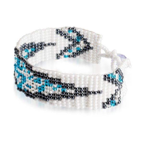 Alternate image for Mosaic-Inspired Blue and White Glass Bead Wristband Bracelet Heaven Harmony