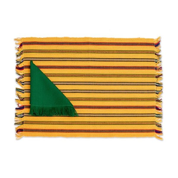 Alternate image for Artisan-Made 8-Piece Yellow Cotton Placemat with Napkin Set Palopo in Yellow