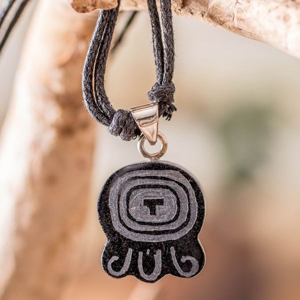 Alternate image for Jade Pendant Necklace with Mayan Transformation Nahual Motif Mayan Transformation