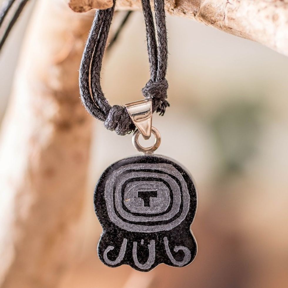 Jade Pendant Necklace with Mayan Transformation Nahual Motif 'Mayan Transformation'