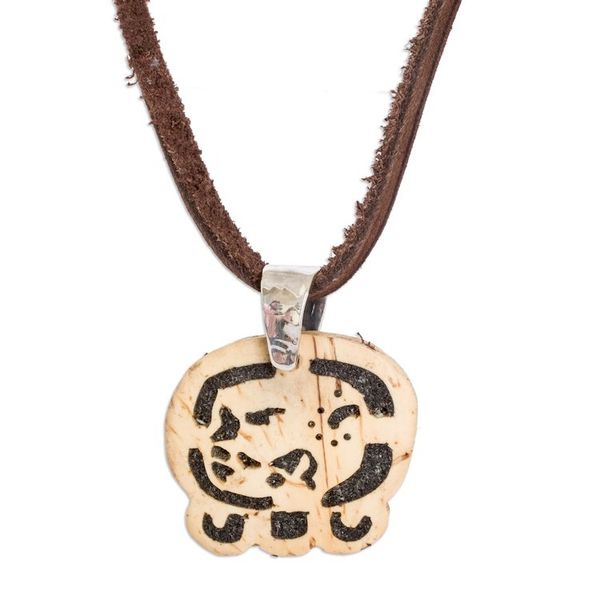 Alternate image for Coconut Shell and Lava Stone Maya E Sign Pendant Necklace Free Path