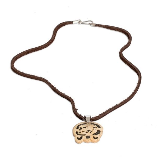 Alternate image for Coconut Shell and Lava Stone Maya E Sign Pendant Necklace Free Path
