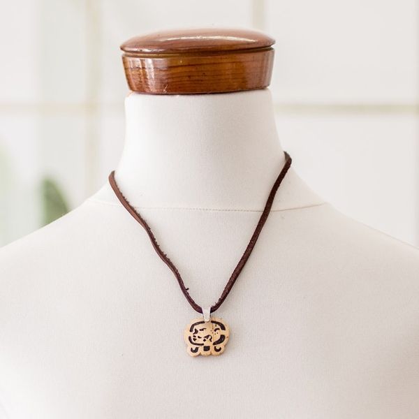 Alternate image for Coconut Shell and Lava Stone Maya E Sign Pendant Necklace Free Path