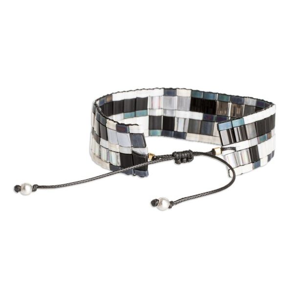 Alternate image for Adjustable Mosaic Style Glass Beaded Wristband Bracelet Luxurious Tiles