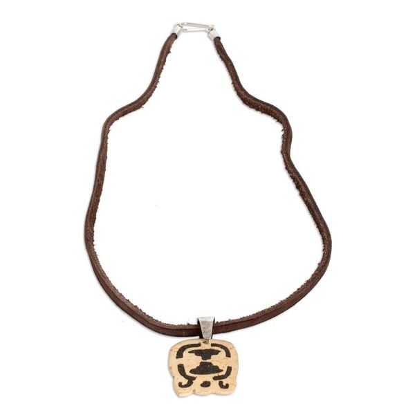 Alternate image for Coconut Shell and Lava Stone Tijax Sign Pendant Necklace Spiritual Liberation
