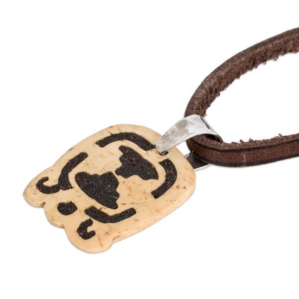 Alternate image for Coconut Shell and Lava Stone Tijax Sign Pendant Necklace Spiritual Liberation