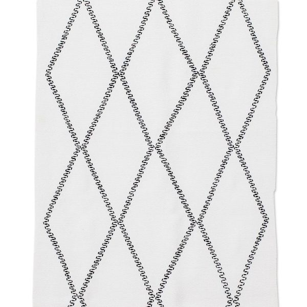 Alternate image for Handwoven White Cotton Table Runner with Diamond Pattern White Diamond Paths