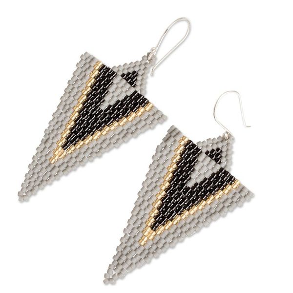 Alternate image for Handcrafted Triangular Black and Grey Dangle Earrings Black Grey Directions