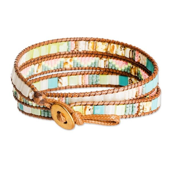 Alternate image for Handcrafted Glass Beaded Wrap Bracelet from Guatemala Santa Fe