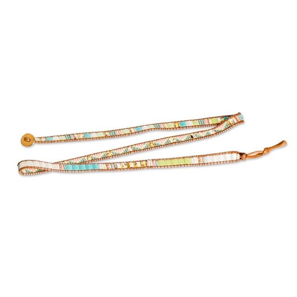 Alternate image for Handcrafted Glass Beaded Wrap Bracelet from Guatemala Santa Fe
