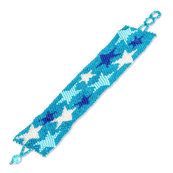 Alternate image for Handmade Glass Beaded Star Wristband Bracelet in Sky Blue Constellation in Sky Blue