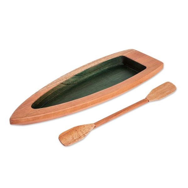 Alternate image for Hand-Carved Green Cedarwood Boat Catchall from Costa Rica Adventure in the Green River