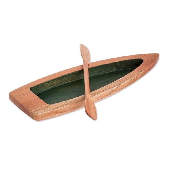 Alternate image for Hand-Carved Green Cedarwood Boat Catchall from Costa Rica Adventure in the Green River