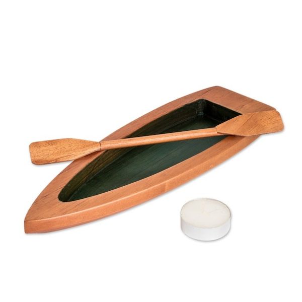 Alternate image for Hand-Carved Green Cedarwood Boat Catchall from Costa Rica Adventure in the Green River