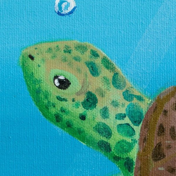 Alternate image for Acrylic on Canvas Painting of a Sea Turtle from El Salvador Lets Save Them