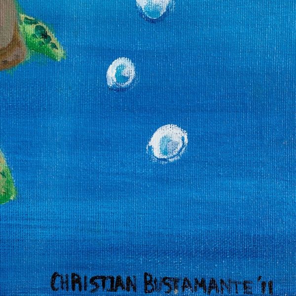 Alternate image for Acrylic on Canvas Painting of a Sea Turtle from El Salvador Lets Save Them