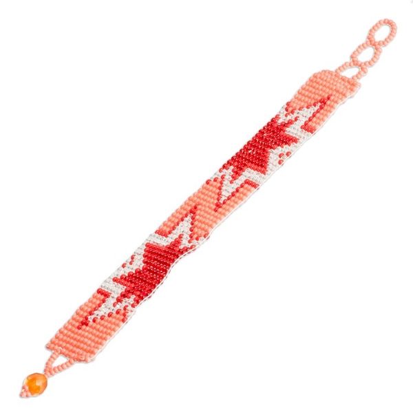 Alternate image for Handcrafted Red and Pink Star Glass Bead Wristband Bracelet Dulcet Blast