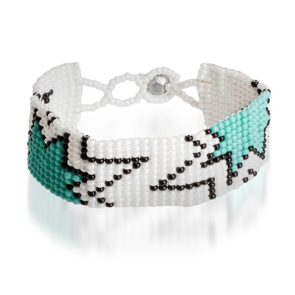 Alternate image for Mint Green and White Glass Beaded Star Wristband Bracelet Vital Blast